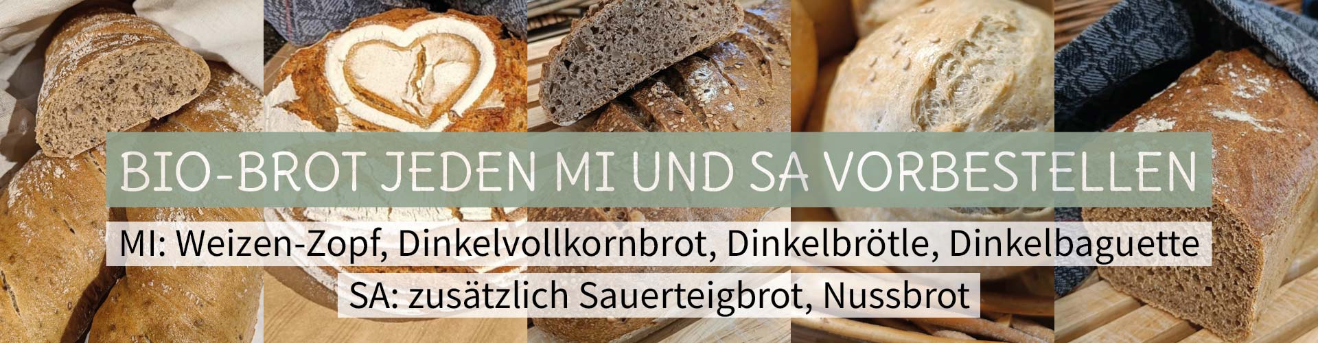 Bio-Brot auf Bestellung: Jeden Mittwoch und Samstag im Badhus Lingenau. Dinkelbrot, Zopf, Vollkornbrot, Sauerteig